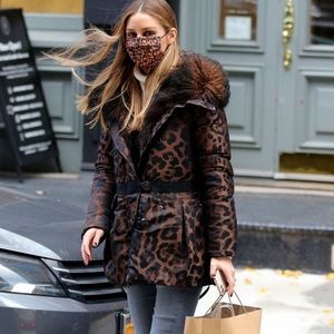 Authentic Moncler Vicotme Shearling Leopard Coat